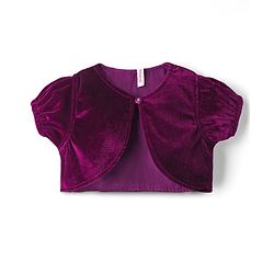 Babyhug Woven Party Dress & Half Sleeves Shrug With Floral Applique - Wine