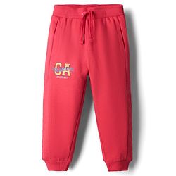 Babyhug French Terry Knit Full Length Lounge Pant with Los Angeles Print - Red