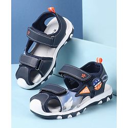 Cute Walk by Babyhug Velcro Closure PU Sandal with Sport Patch - Blue