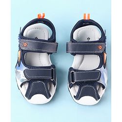 Cute Walk by Babyhug Velcro Closure PU Sandal with Sport Patch - Blue