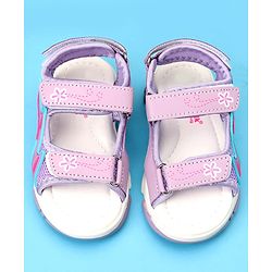 Cute Walk by Babyhug Sandals with Velcro Closure & Floral Print - Light Purple