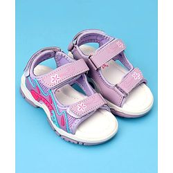 Cute Walk by Babyhug Sandals with Velcro Closure & Floral Print - Light Purple