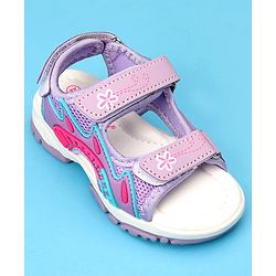 Cute Walk by Babyhug Sandals with Velcro Closure & Floral Print - Light Purple