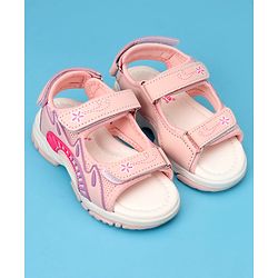 Cute Walk by Babyhug Sandals with Velcro Closure & Floral Print - Light Purple