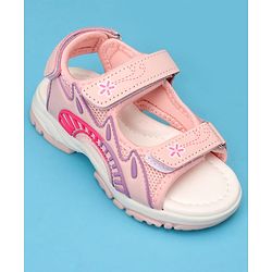 Cute Walk by Babyhug Sandals with Velcro Closure & Floral Print - Light Purple