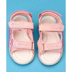 Cute Walk by Babyhug Sandals with Velcro Closure & Floral Print - Light Purple