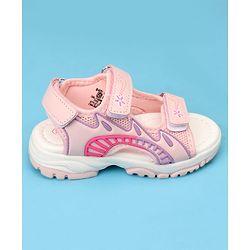 Cute Walk by Babyhug Sandals with Velcro Closure & Floral Print - Light Purple