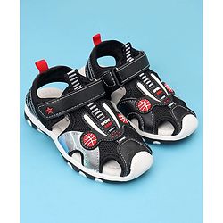Cute Walk by Babyhug Sandals with Velcro Closure & Sports Applique - Black