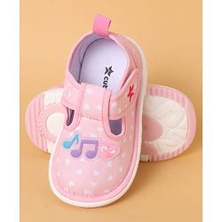 Cute Walk By Babyhug Casual Shoes with Velcro Closure Mesh & Star Print - Pink