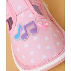 Cute Walk By Babyhug Casual Shoes with Velcro Closure Mesh & Star Print - Pink