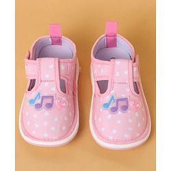 Cute Walk By Babyhug Casual Shoes with Velcro Closure Mesh & Star Print - Pink
