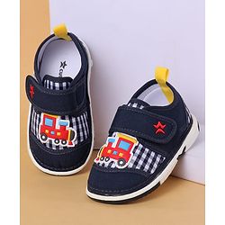 Cute Walk By Babyhug Casual Shoes with Velcro Closure Mesh & Train Patch - Navy Blue