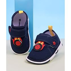 Cute Walk by Babyhug Velcro Closure Casual Shoes With Star & Wheel Applique - Navy Blue