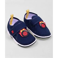 Cute Walk by Babyhug Velcro Closure Casual Shoes With Star & Wheel Applique - Navy Blue