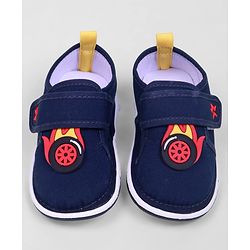 Cute Walk by Babyhug Velcro Closure Casual Shoes With Star & Wheel Applique - Navy Blue