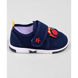 Cute Walk by Babyhug Velcro Closure Casual Shoes With Star & Wheel Applique - Navy Blue