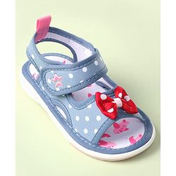 Cute Walk by Babyhug Velcro Closure Sandals with Bow Print & Applique - Blue