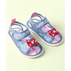 Cute Walk by Babyhug Velcro Closure Sandals with Bow Print & Applique - Blue