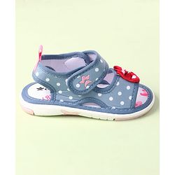 Cute Walk by Babyhug Velcro Closure Sandals with Bow Print & Applique - Blue