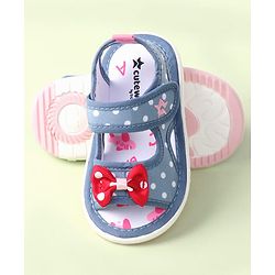 Cute Walk by Babyhug Velcro Closure Sandals with Bow Print & Applique - Blue