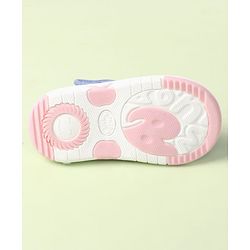 Cute Walk by Babyhug Velcro Closure Sandals with Polka Dot Print & Floral Applique - Blue
