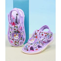 Cute Walk by Babyhug Velcro Closure Bunny Printed Sandals With Applique - Purple