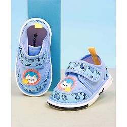Cute Walk by Babyhug Velcro Closure Vehicles Printed Casual Shoes With Applique - Blue