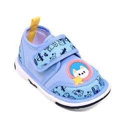 Cute Walk by Babyhug Velcro Closure Vehicles Printed Casual Shoes With Applique - Blue