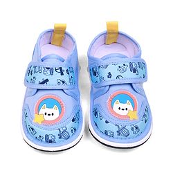 Cute Walk by Babyhug Velcro Closure Vehicles Printed Casual Shoes With Applique - Blue