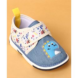 Cute Walk by Babyhug Casual Shoes Velcro Closure & Dino Patch - Blue
