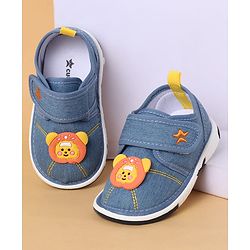Cute Walk By Babyhug Casual Shoes with Velcro Closure Mesh & Lion Patch - Blue