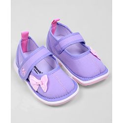 Cute Walk by Babyhug Casual Shoes With Velcro Closure & Bow Applique - Purple