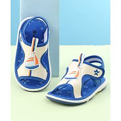 Cute Walk By Babyhug Velcro Closure Sandals With Boat Patch - Blue