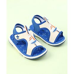 Cute Walk By Babyhug Velcro Closure Sandals With Boat Patch - Blue