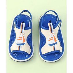 Cute Walk By Babyhug Velcro Closure Sandals With Boat Patch - Blue