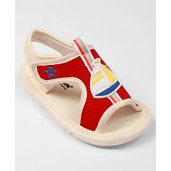 Cute Walk By Babyhug Velcro Closure Sandals With Boat Patch - Red
