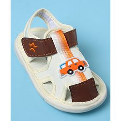 Cute Walk by Babyhug Sandals With Velcro Closure & Vehicle Print - Dark Brown