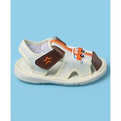 Cute Walk by Babyhug Sandals With Velcro Closure & Vehicle Print - Dark Brown