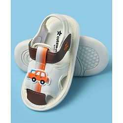Cute Walk by Babyhug Sandals With Velcro Closure & Vehicle Print - Dark Brown