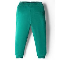 Babyhug French Terry Knit Full Length Lounge Pant With Text Patch - Green