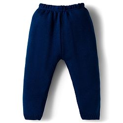 Babyhug Knit Full Sleeves Sweater Set With Stripes - Navy Blue