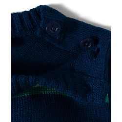 Babyhug Knit Full Sleeves Sweater Set With Stripes - Navy Blue
