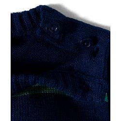 Babyhug Knit Full Sleeves Sweater Set With Stripes - Navy Blue