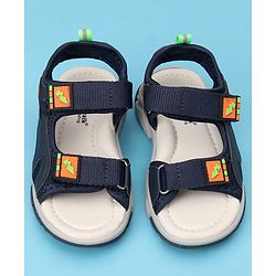 Cute Walk by Babyhug Solid Color Velcro Closure Sandals - Navy Blue