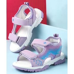 Cute Walk by Babyhug Velcro Closure Sandals with Feather Applique - Purple