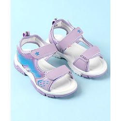 Cute Walk by Babyhug Velcro Closure Sandals with Feather Applique - Purple