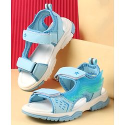 Cute Walk by Babyhug Velcro Closure Sandals with Feather Applique - Aqua Blue
