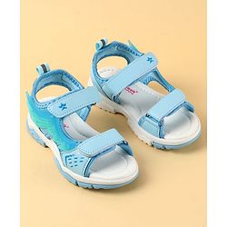 Cute Walk by Babyhug Velcro Closure Sandals with Feather Applique - Aqua Blue