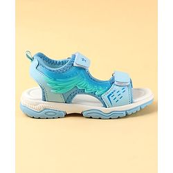 Cute Walk by Babyhug Velcro Closure Sandals with Feather Applique - Aqua Blue