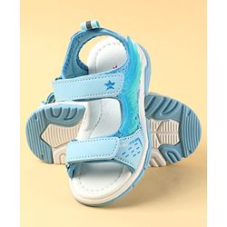 Cute Walk by Babyhug Velcro Closure Sandals with Feather Applique - Aqua Blue